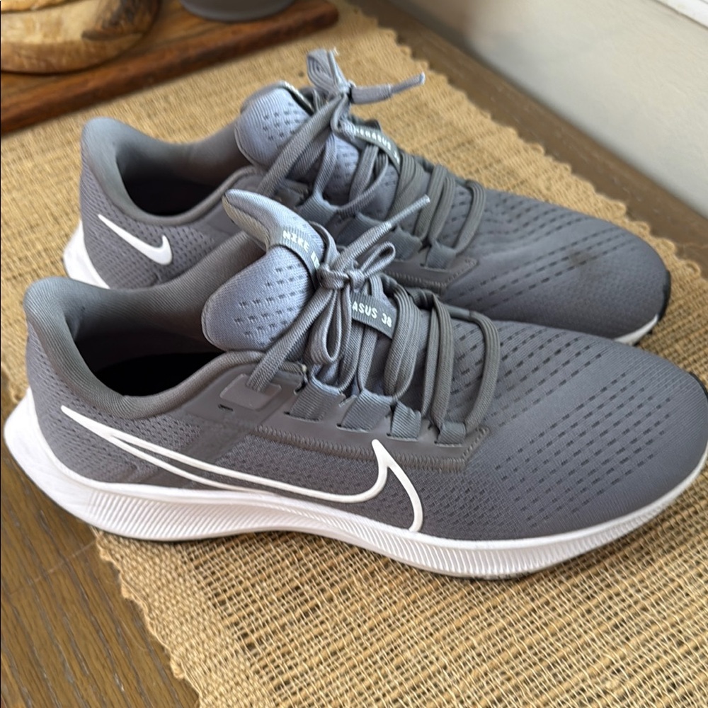 Nike Gray and White Athletic Shoes with Breathable Mesh